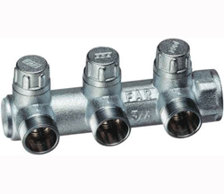

Хромированный запорный концевой коллектор MULTIFAR (ВР) с 3 отводами (МР) 3/4", Far, артикул FK 3901 C34
