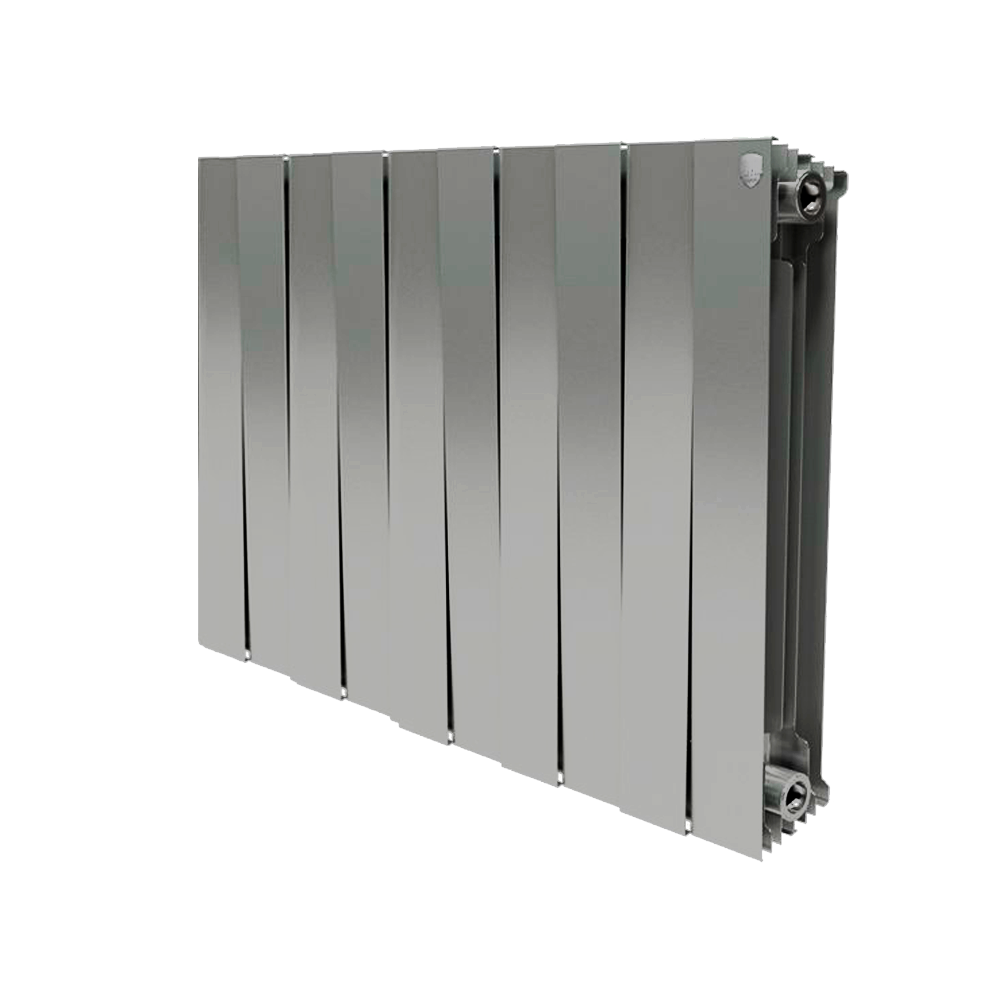 Секционный биметаллический радиатор Royal Thermo PianoForte 500, Silver Satin, количество секций 10, цвет серебристый