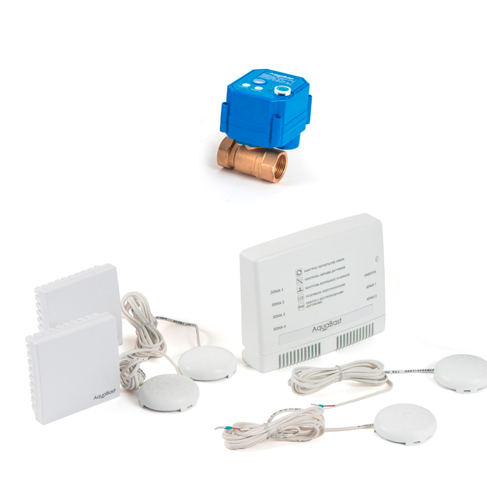 

Беспроводной комплект защиты от протечек воды БАСТИОН AquaBast Коттедж 1/2”-RF