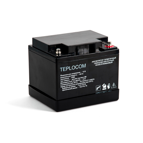 Аккумулятор герметичный свинцово-кислотный TEPLOCOM 40Ач