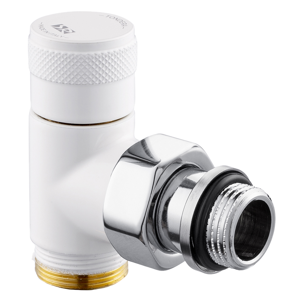 

Угловой запорный вентиль SR Rubinetterie Tondera 1/2"х3/4" E, цвет белый