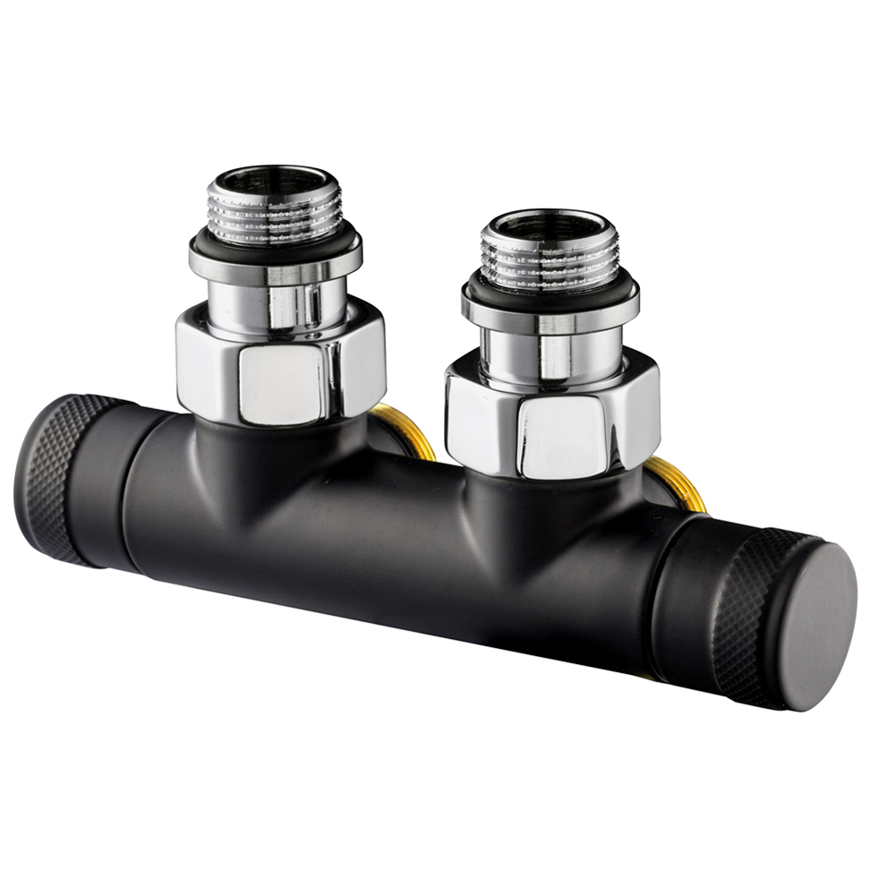 

Узел угловой SR Rubinetterie Tondera 50 мм, запорный 1/2"х3/4" Е, цвет черный