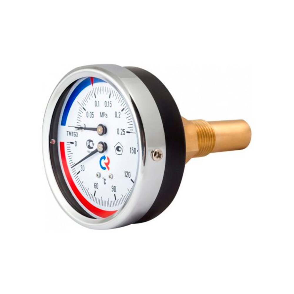 Термоманометр РОСМА ТМТБ-31Т.2 80мм, (0-120С), (0-1,0МРа), G1/2, класс точности 2.5