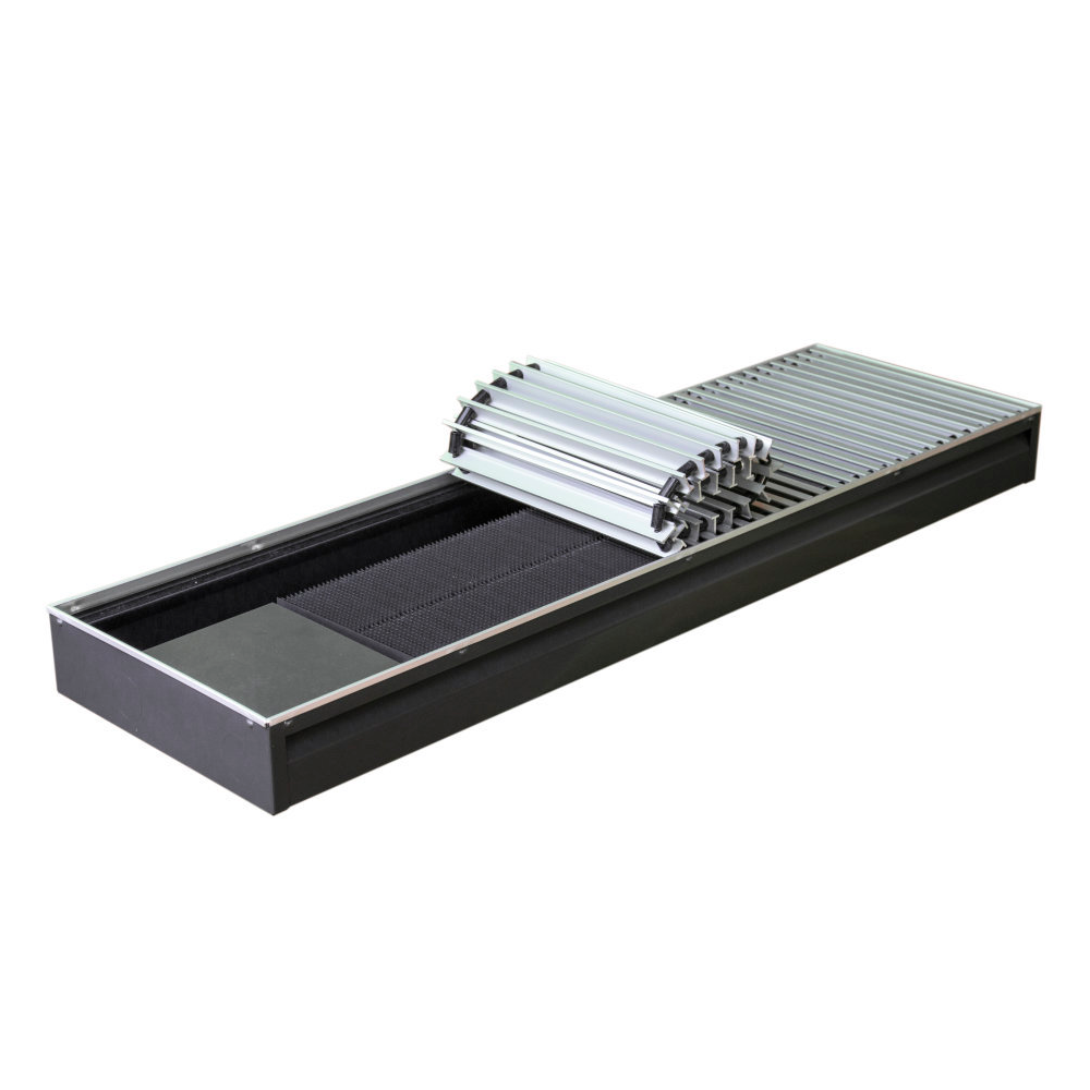 Внутрипольный конвектор КЗТО Бриз 300х80х1900 U (5 Ал 12 втулки черные)