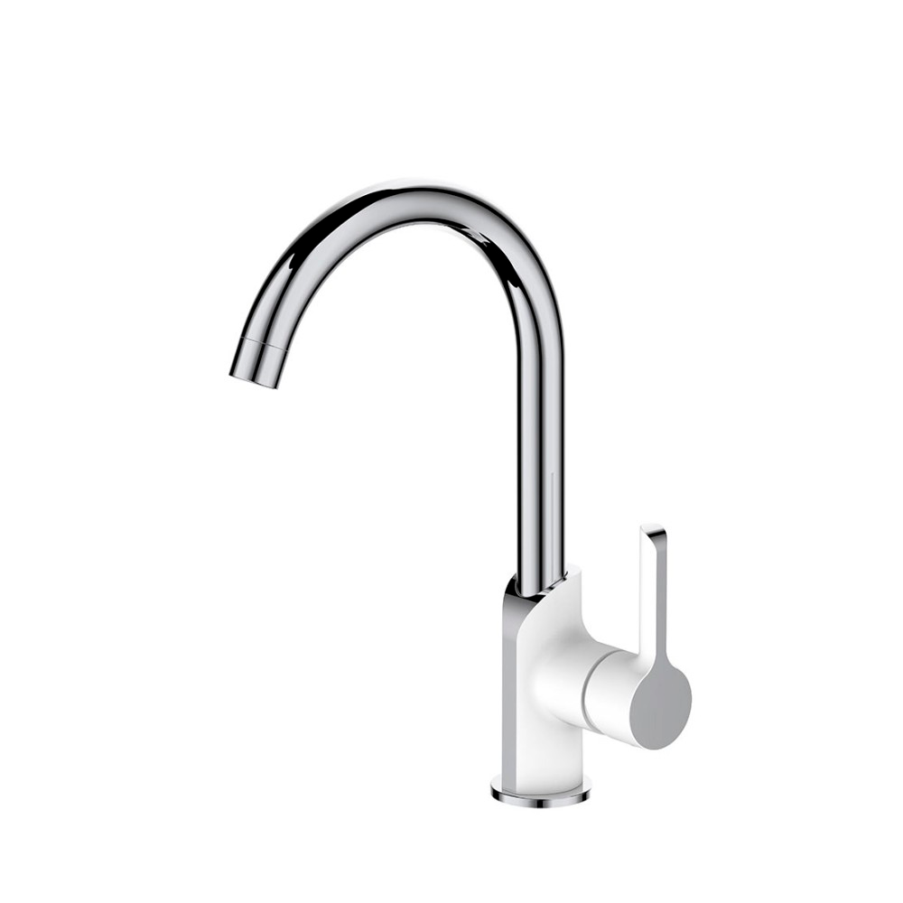 

Смеситель для кухни Haiba HB70805-8 с гайкой, белый/хром