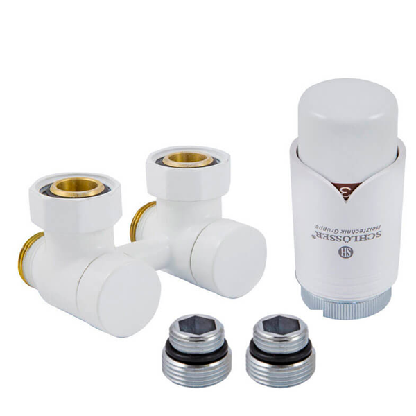 

Комплект Schlosser: эксклюзивный узел подключения 50мм 3/4xМ22x1,5 угловой с термоголовкой, Белый