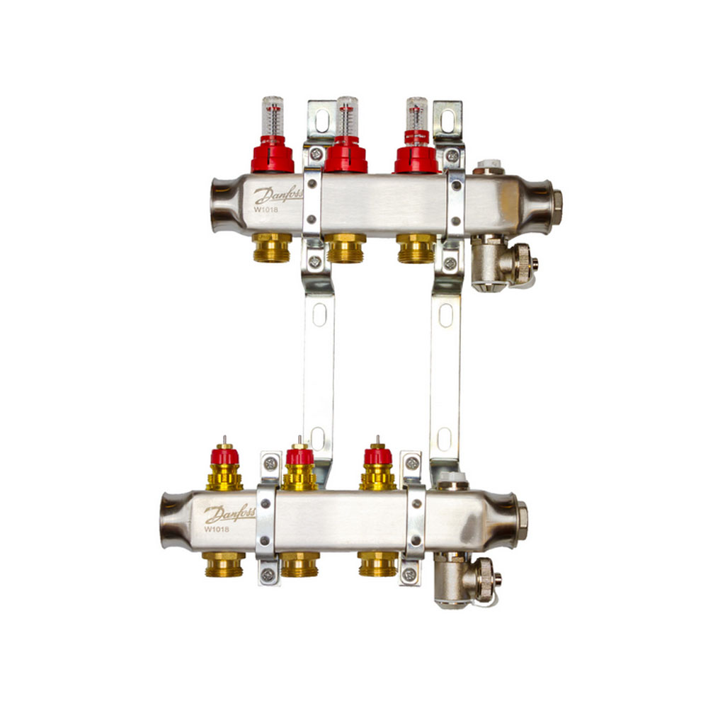 

Комплект коллекторов Danfoss SSM-3F с расходомерами и кронштейнами, 3 контура