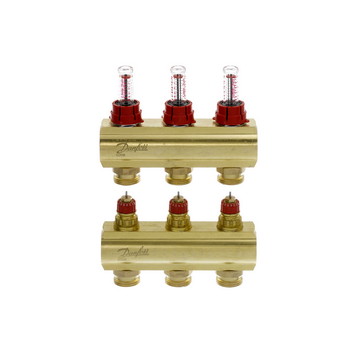 

Коллекторы Danfoss FHF-3F для 3 контуров, с преднастройкой и расходомерами