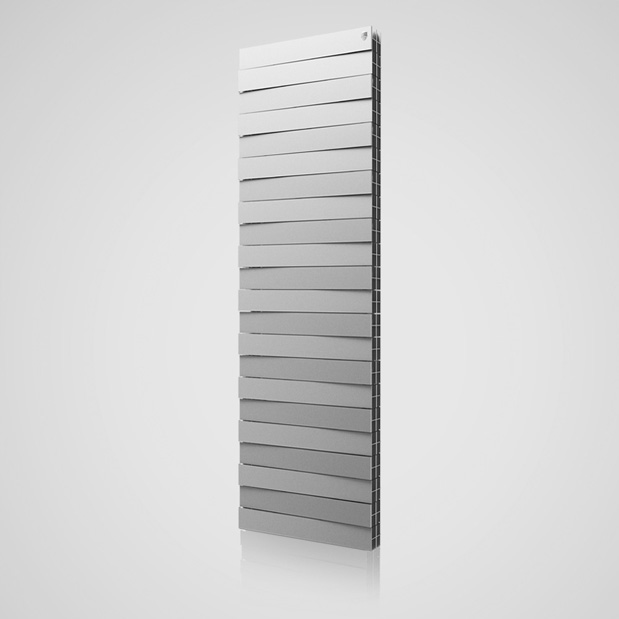 Биметаллический радиатор Royal Thermo PianoForte TOWER, Silver Satin, количество секций 18, цвет серебристый