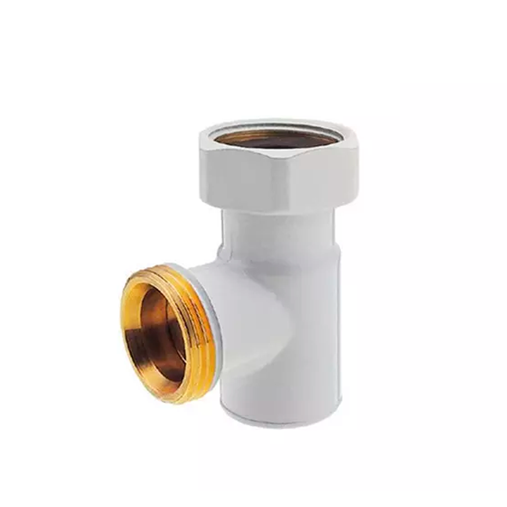 Вентиль запорный Hummel, угловой G3/4", с ниппелем G1/2" x G3/4", белый