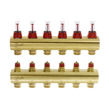 

Коллекторы Danfoss FHF-6F для 6 контуров, с преднастройкой и расходомерами