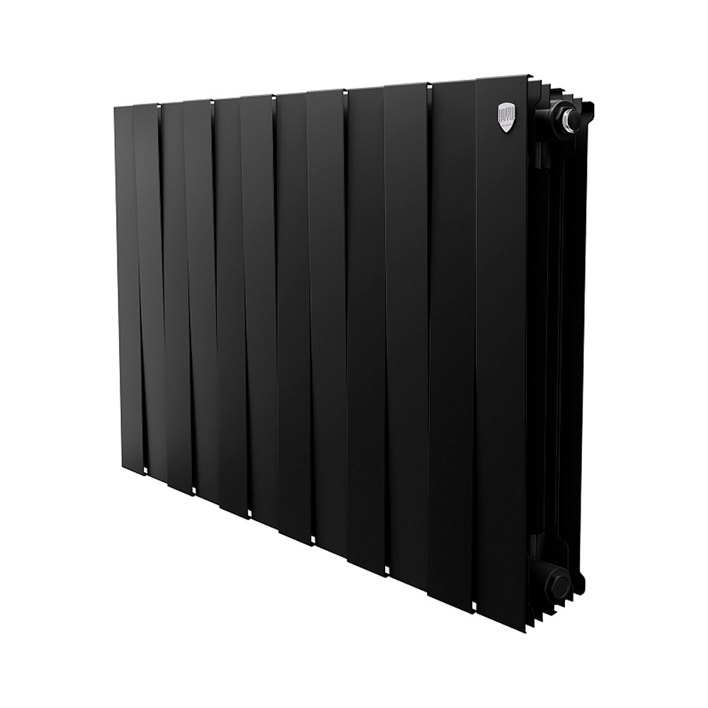 Секционный биметаллический радиатор Royal Thermo Piano Forte 500, Noir Sable, количество секций 12, цвет черный графитовый