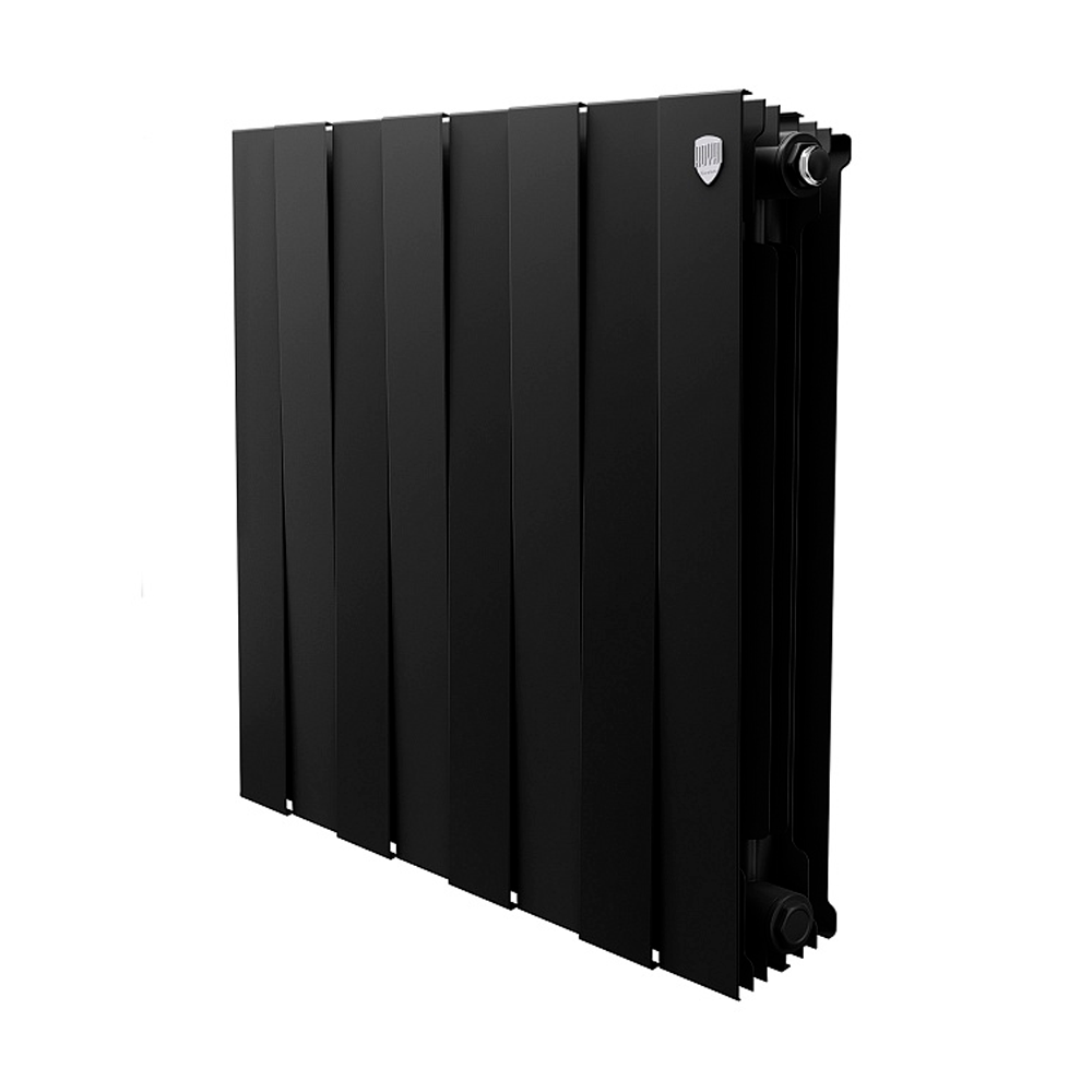 Секционный биметаллический радиатор Royal Thermo Piano Forte 500, Noir Sable, количество секций 8, цвет черный графитовый