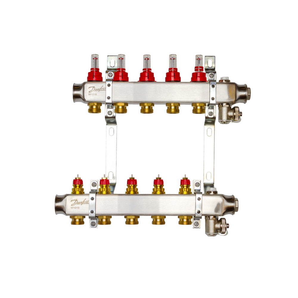 

Комплект коллекторов Danfoss SSM-5F с расходомерами и кронштейнами, 5 контуров