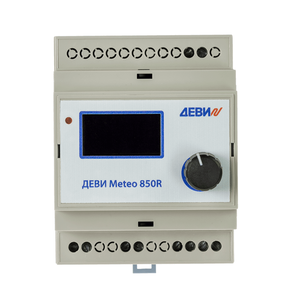 

Терморегулятор ДЕВИ Meteo 850R на шину DIN, с датчиком температуры на проводе, 8А