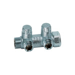 Коллектор FAR хромированный запорный проходной (ВР-НР) с 2 отводами (ТР)