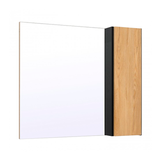 Шкаф зеркальный RUNO Мальта 85, правый, дуб/черный