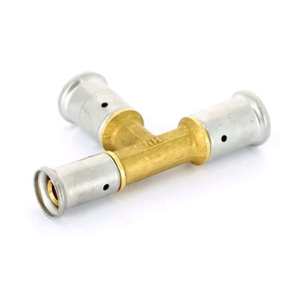 Тройник переходный уменьшенный с двух сторон, латунь пресс, 26x26x20, HENCO