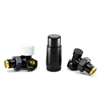 Комплект трехосевой Schlosser DN15 GZ1/2 x GW1/2, левый, с головкой Мини M30x1,5, Черный матовый