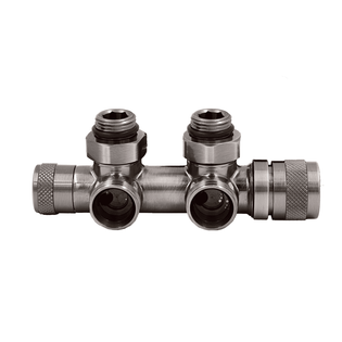 Узел нижнего подключения терм. Primoclima Armature "Lunar" угловой левый 1/2"х3/4"Е, цвет никель мат