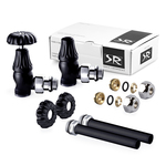 Комплект вентилей с трубками SR Rubinetterie серия Floral Old Style 1/2" угловой цвет Черный матовый