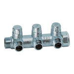 Коллектор FAR хромированный запорный проходной (ВР-НР) с 3 отводами ТР