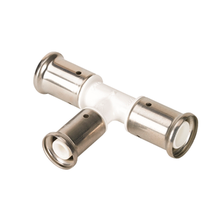 Тройник переходный уменьшенный в центре, ПВДФ пресс (белый), 32x16x32, HENCO