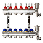 Комплект коллекторов Ридан FHF-6RF set с расходомерами, кронштейнами и воздухоотводчиками, 6 конт.