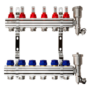 Комплект коллекторов Ридан FHF-6RF set с расходомерами, кронштейнами и воздухоотводчиками, 6 конт.