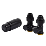 Комплект Schlosser: узел нижнего подключения G 3/4 x 3/4 D=50 мм, прямой с термоголовкой, Чёрный