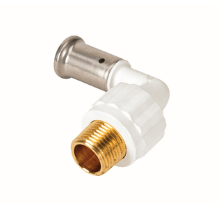 Угольник 90° НР, ПВДФ пресс (белый), 16x1/2", HENCO