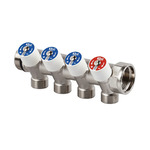 Коллектор распределительный SR Rubinetterie со встроенными клапанами 3/4х1/2 на 4 выхода