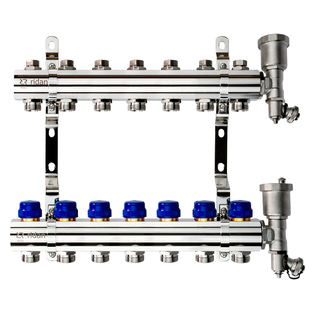 Комплект коллекторов Ридан FHF-7R set с кронштейнами и воздухоотводчиками, 7 контуров