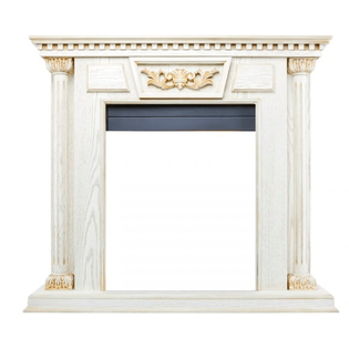 Деревянный портал Dimplex Olympia 1007х1142х411 - Белый дуб, патина золото