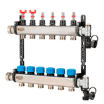 Коллектор HENCO из нержавеющей стали, расходомер, воздухоотводчик, дренаж и клапан, 1” - 14 x 3/4”