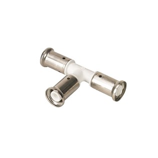 Тройник равнопроходный, ПВДФ пресс (белый), 16x16x16, HENCO