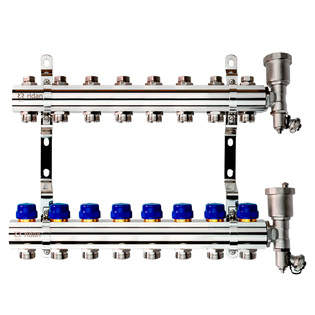 Комплект коллекторов Ридан FHF-8R set с кронштейнами и воздухоотводчиками, 8 контуров