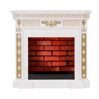 Деревянный портал Dimplex Greece 922х980х325 - Белый с золотыми декоративными элементами