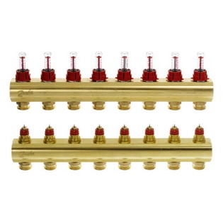 Коллекторы Danfoss FHF-8F для 8 контуров, с преднастройкой и расходомерами