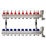 Комплект коллекторов Ридан FHF-10RF set с расходомерами, кронштейнами и воздухоотводчиками, 10 конт.