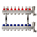 Комплект коллекторов Ридан FHF-8RF set с расходомерами, кронштейнами и воздухоотводчиками, 8 конт.