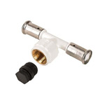 Тройник ВР c черной заглушкой BP04 1/2", ПВДФ пресс (белый), 26x1/2"x26, HENCO