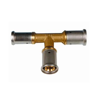 Тройник переходной уменьшенный с двух сторон, латунь пресс, 26x16x20, HENCO