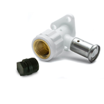 Водорозетка ВР c черной заглушкой BP04 1/2", ПВДФ пресс (белая), 16x1/2" (56 мм), HENCO