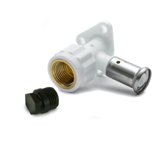 Водорозетка ВР c черной заглушкой BP04 1/2", ПВДФ пресс (белая), 16x1/2" (56 мм), HENCO