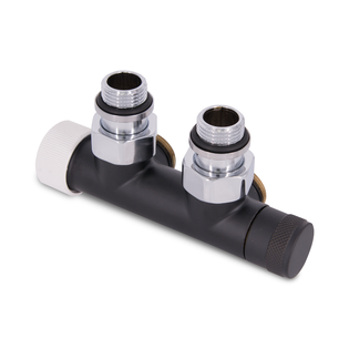 Узел нижнего подключения термостатический SR Rubinetterie угловой 1/2"х3/4"Е Чёрный матовый (левый)