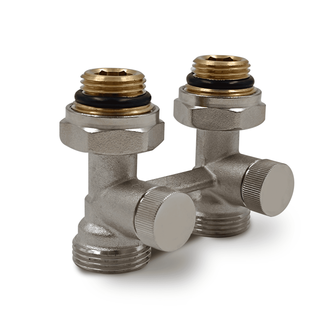 Прямой Н-образный клапан Primoclima Armature для нижнего подключения, 3/4"х1/2", никель