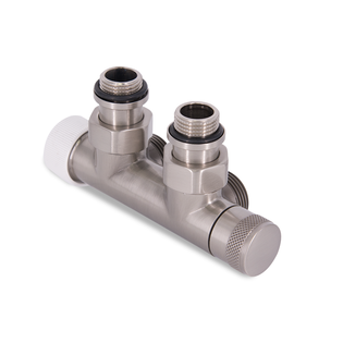 Узел нижнего подключения термостатический SR Rubinetterie угловой 1/2"х3/4"Е Никель матовый (левый)