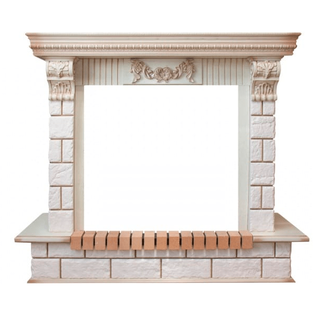 Каменный портал Dimplex Pierre Luxe Император 1235х1425х535 - Слоновая кость с патиной/Шампань