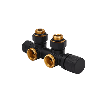 Узел нижнего подключения терм. Primoclima Armature "Lunar" угловой левый 1/2"х3/4"Е, цвет черный